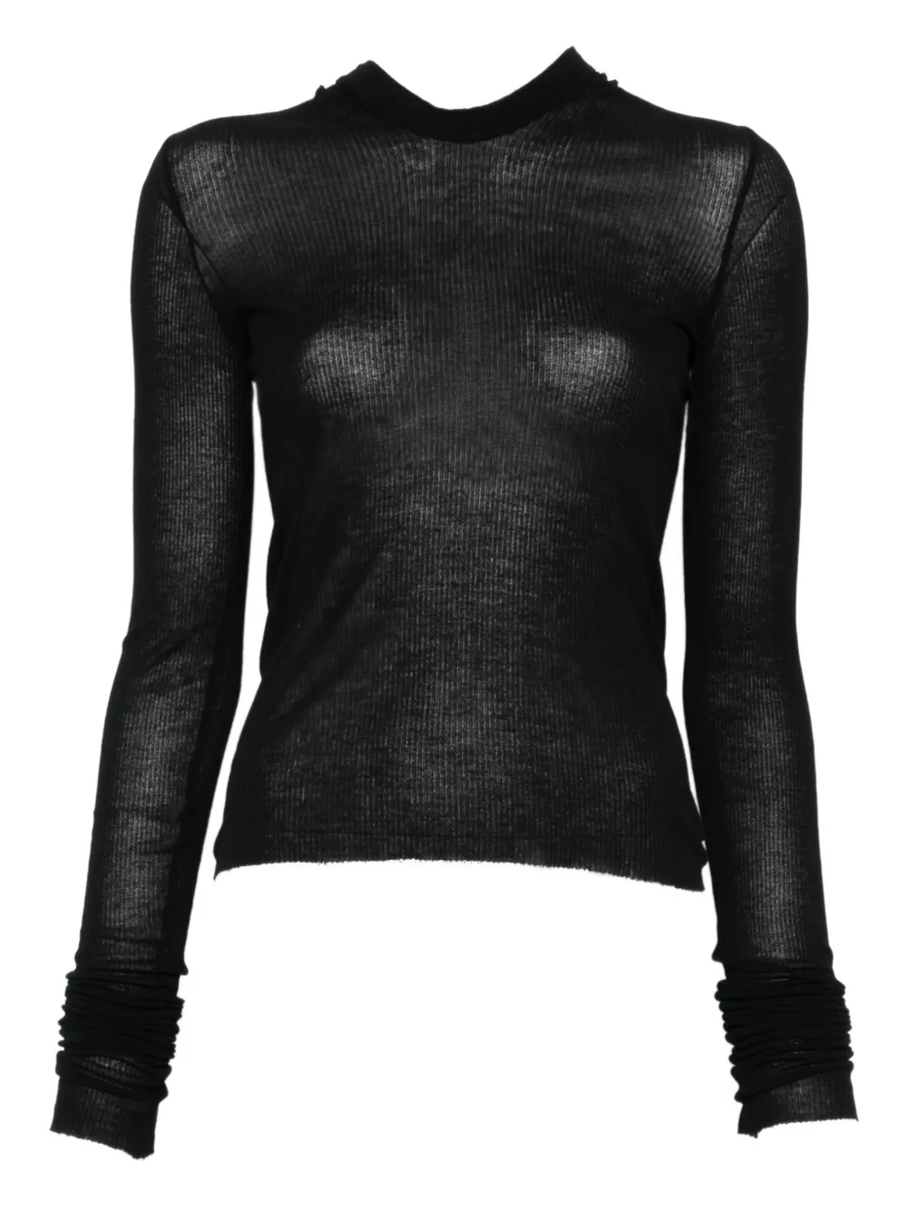 Rick Owens ribbed-knit long-sleeve T-shirt Zwart