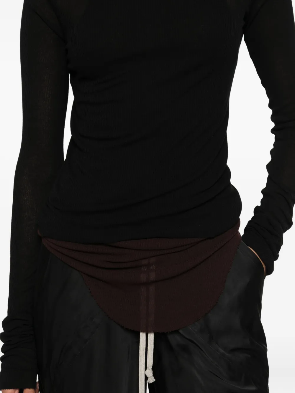 Rick Owens ribbed-knit long-sleeve T-shirt Zwart