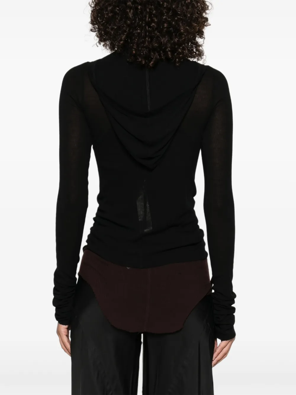 Rick Owens ribbed-knit long-sleeve T-shirt Zwart