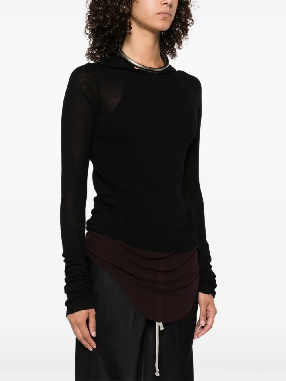 Rick Owens ribbed-knit long-sleeve T-shirt Zwart