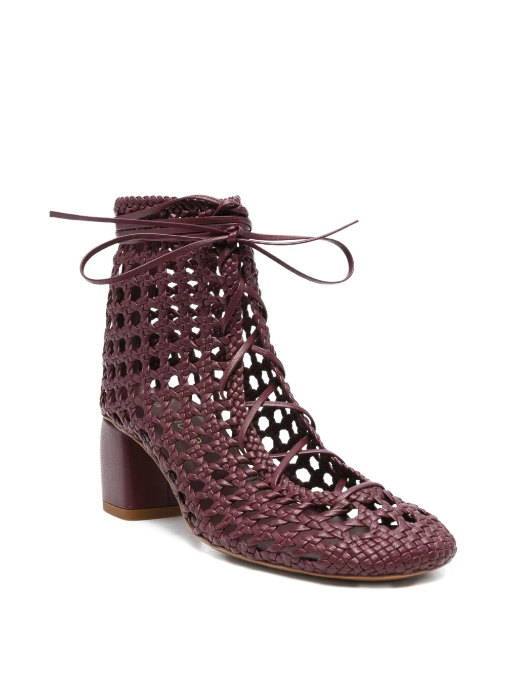 Forte Forte 55mm Woven Lace-up Boots In Burgundy