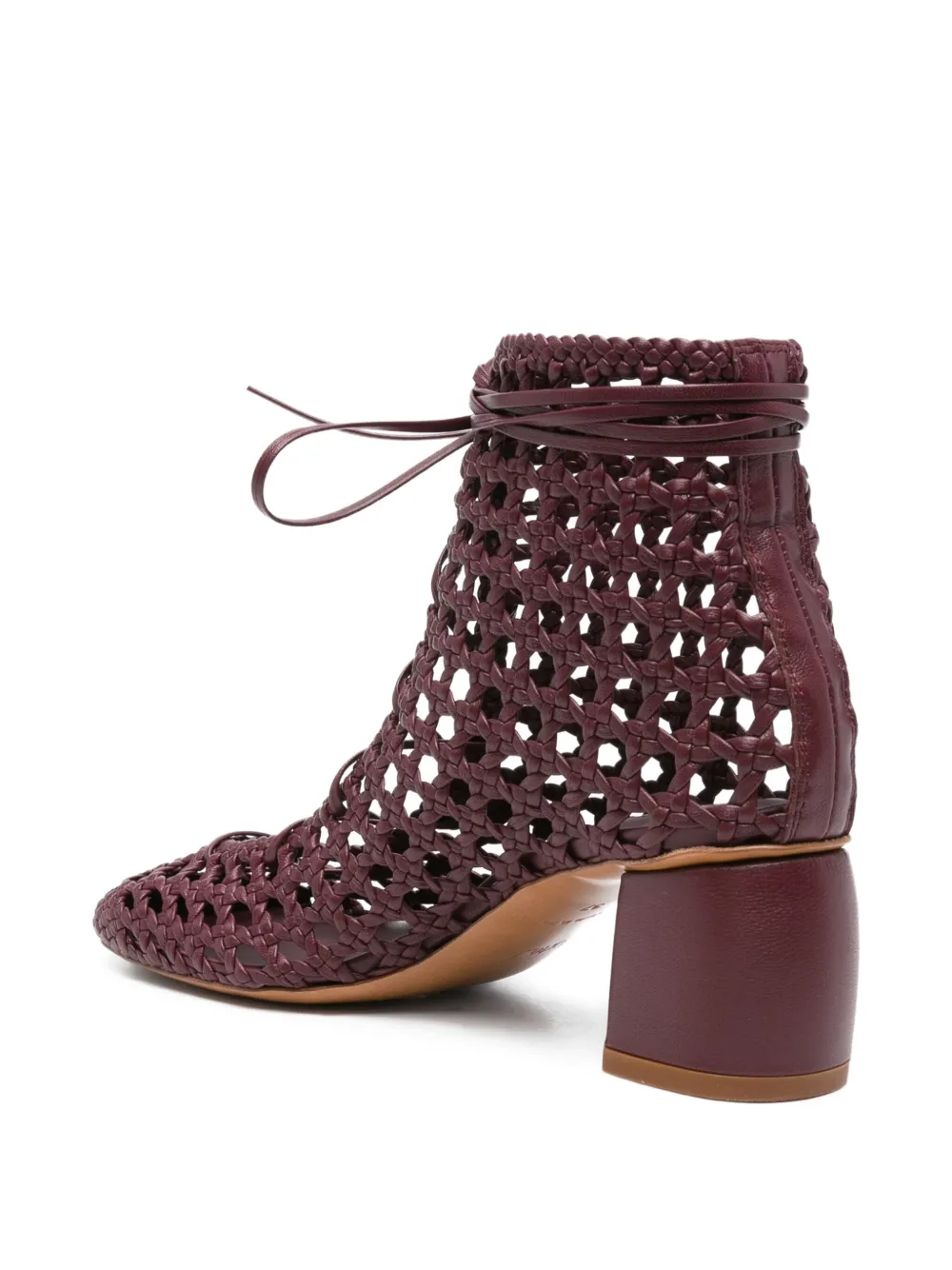 Forte Forte 55mm Woven Lace-up Boots In Burgundy