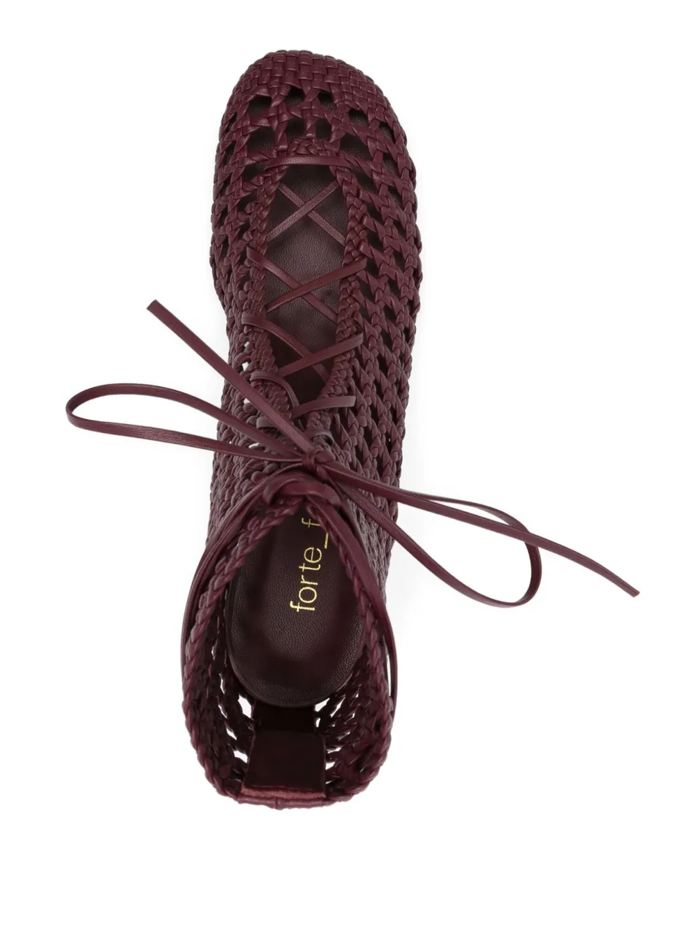 Forte Forte 55mm Woven Lace-up Boots In Burgundy