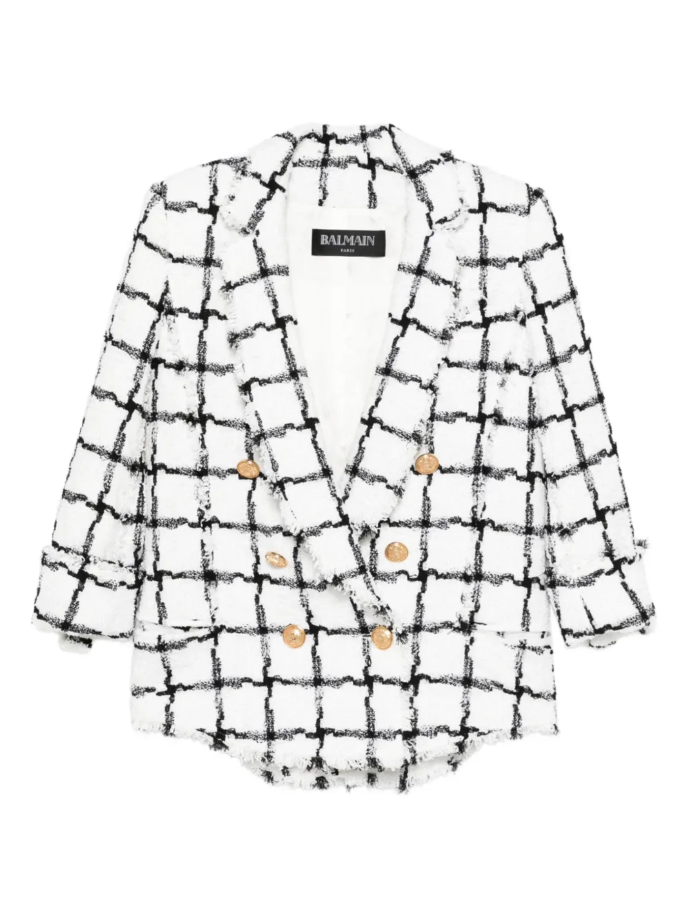 Balmain Pre-Owned 2010s grid-pattern buttoned jacket | Black | Image 1