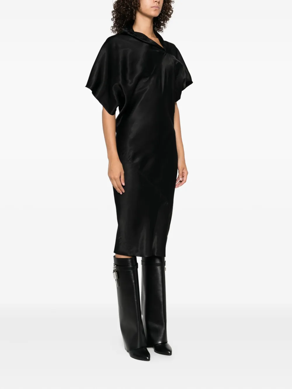 Rick Owens draped one-shoulder midi dress Blauw