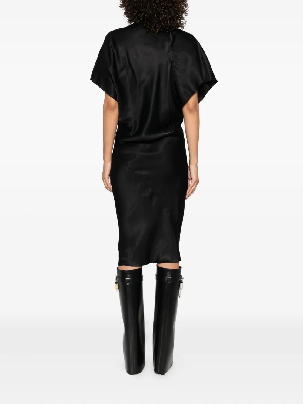 Rick Owens draped one-shoulder midi dress Blauw