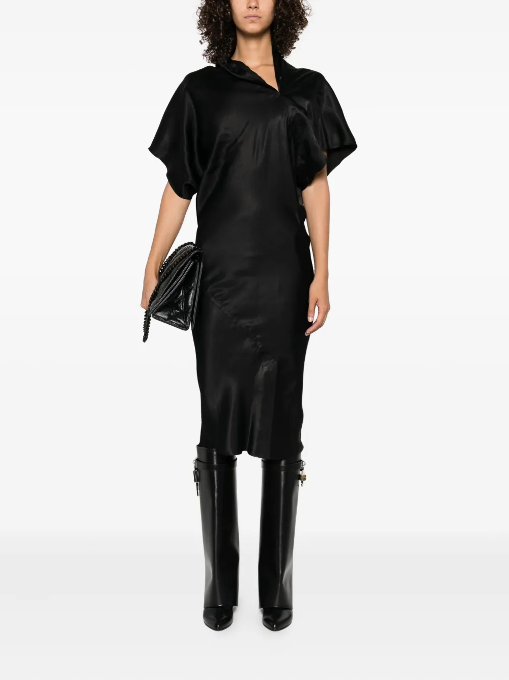 Rick Owens draped one-shoulder midi dress Blauw