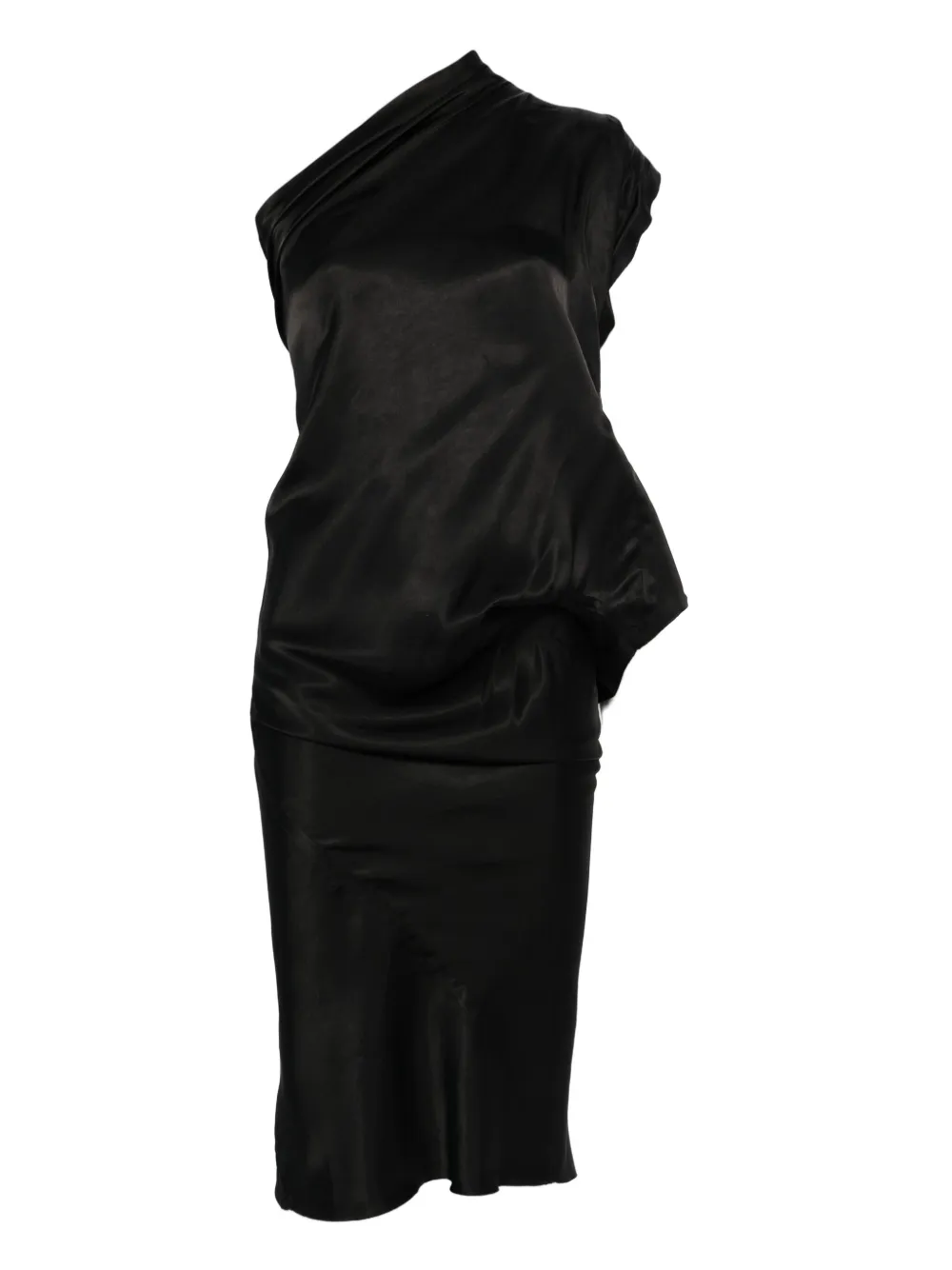 Rick Owens draped one-shoulder midi dress Blauw