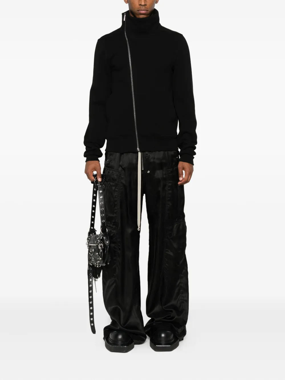 Rick Owens asymmetrical zip-front jacket Zwart
