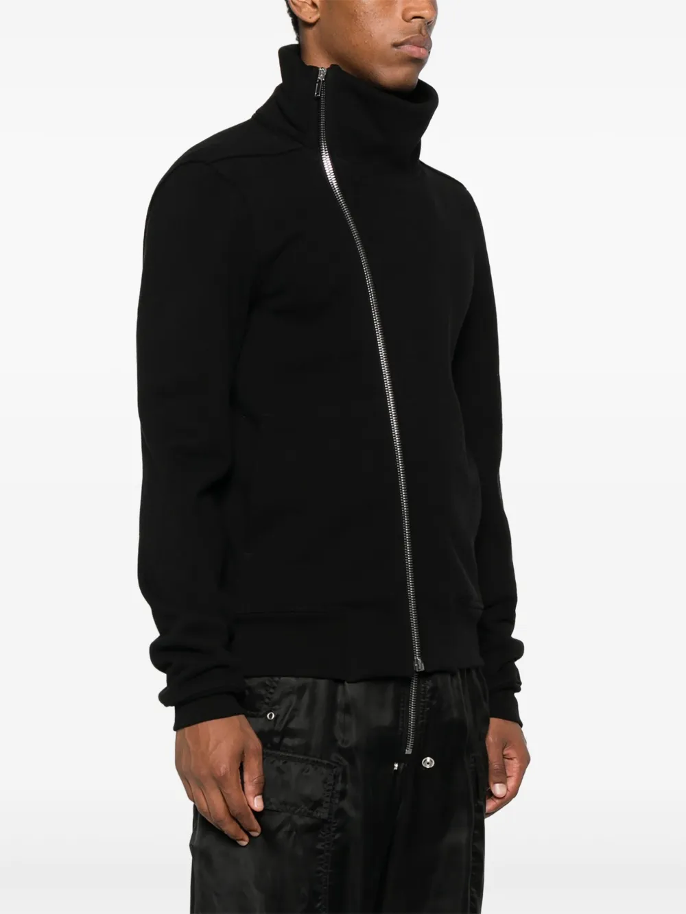 Rick Owens asymmetrical zip-front jacket Zwart