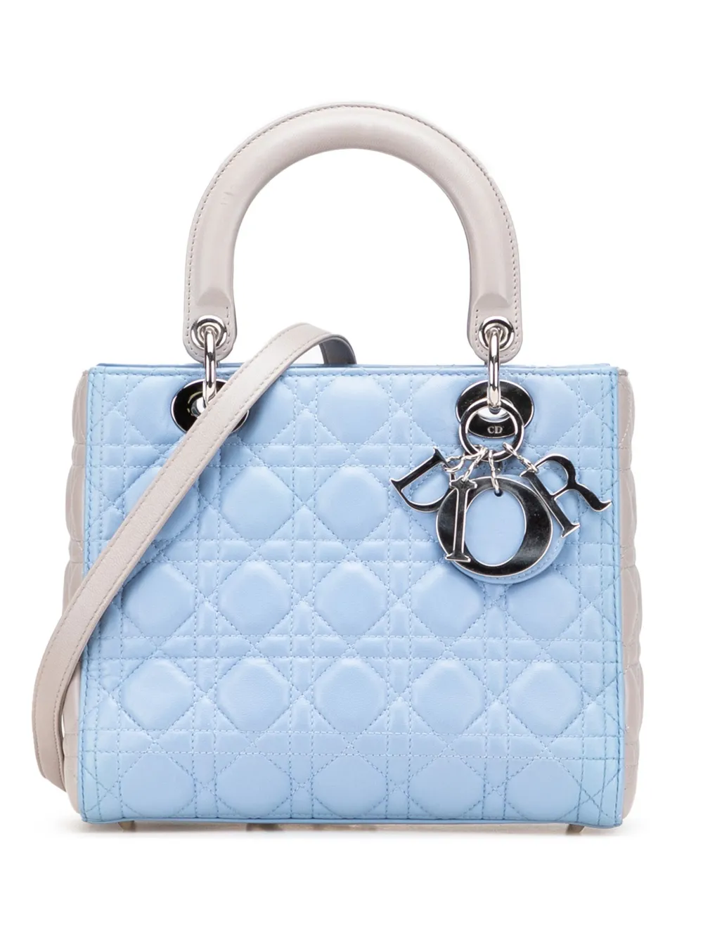 Christian Dior Pre-Owned 2014 Medium Bicolor Lambskin Cannage Lady Christian Dior Pre-Owned 2014 Medium Bicolor Lambskin Cannage Lady