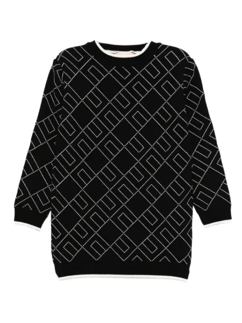 Elisabetta Franchi La Mia Bambina maxi geometric-pattern dress sweater