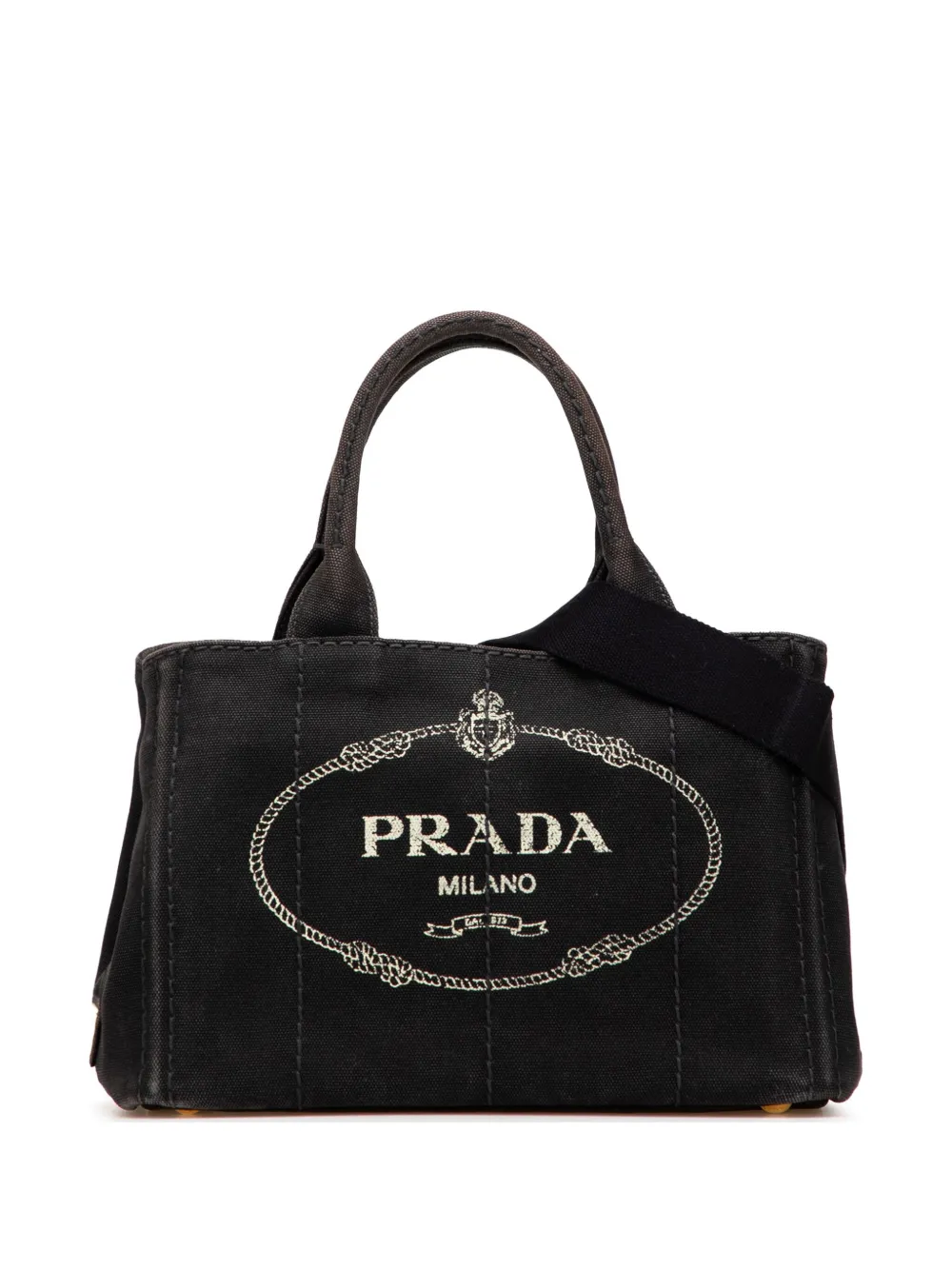 Prada Pre-Owned 2013-2025 Small Canvas Canapa Logo satchel - ブラック Prada Pre-Owned 2013-2025 Small Canvas Canapa Logo satchel - ブラック
