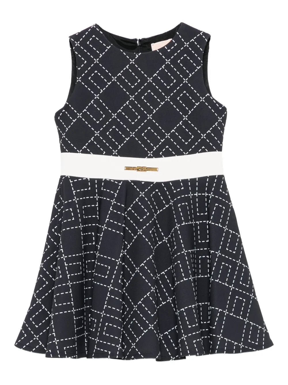 Elisabetta Franchi La Mia Bambina Flared jurk met geometrische print Zwart