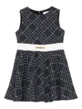 Elisabetta Franchi La Mia Bambina geometric-print flared dress - Black