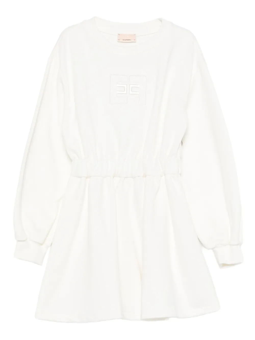 Elisabetta Franchi La Mia Bambina embroidered-logo cinched-waist dress Wit