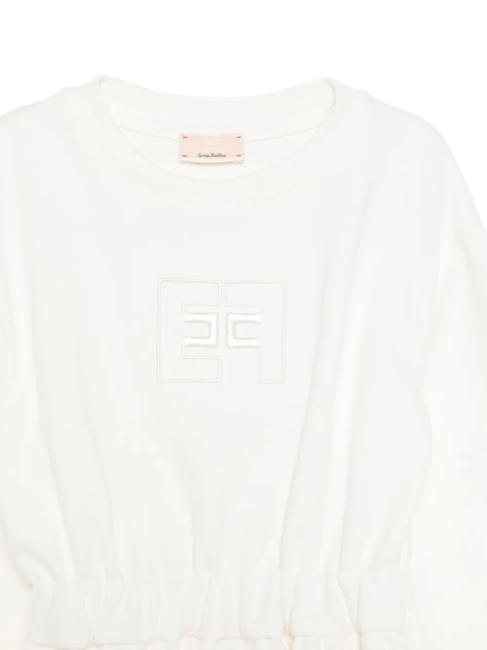 Elisabetta Franchi La Mia Bambina embroidered-logo cinched-waist dress Wit