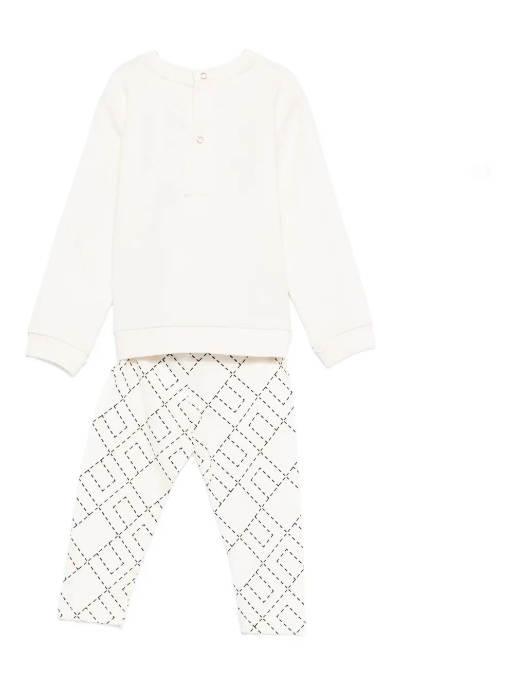 Elisabetta Franchi La Mia Bambina Logo-embroidered Geometric-pattern Trousers Set In White