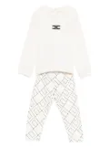 Elisabetta Franchi La Mia Bambina logo-embroidered geometric-pattern trousers set - Neutrals