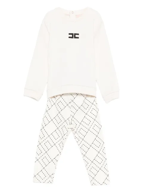 Elisabetta Franchi La Mia Bambina Set pantaloni con logo ricamato e motivo geometrico