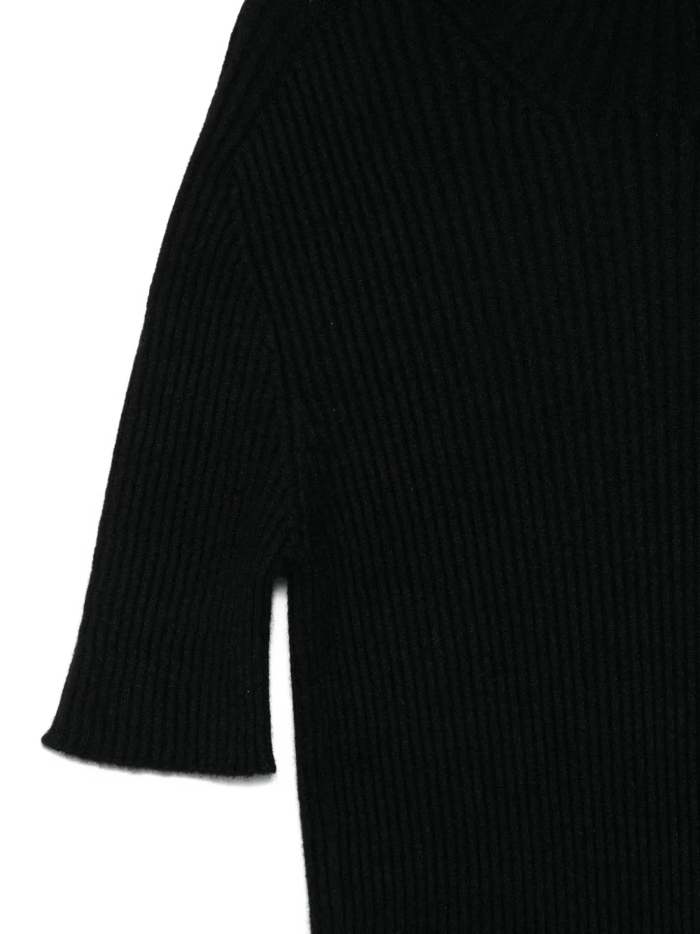 Giorgio Armani Ribbed Turtleneck Top In Black