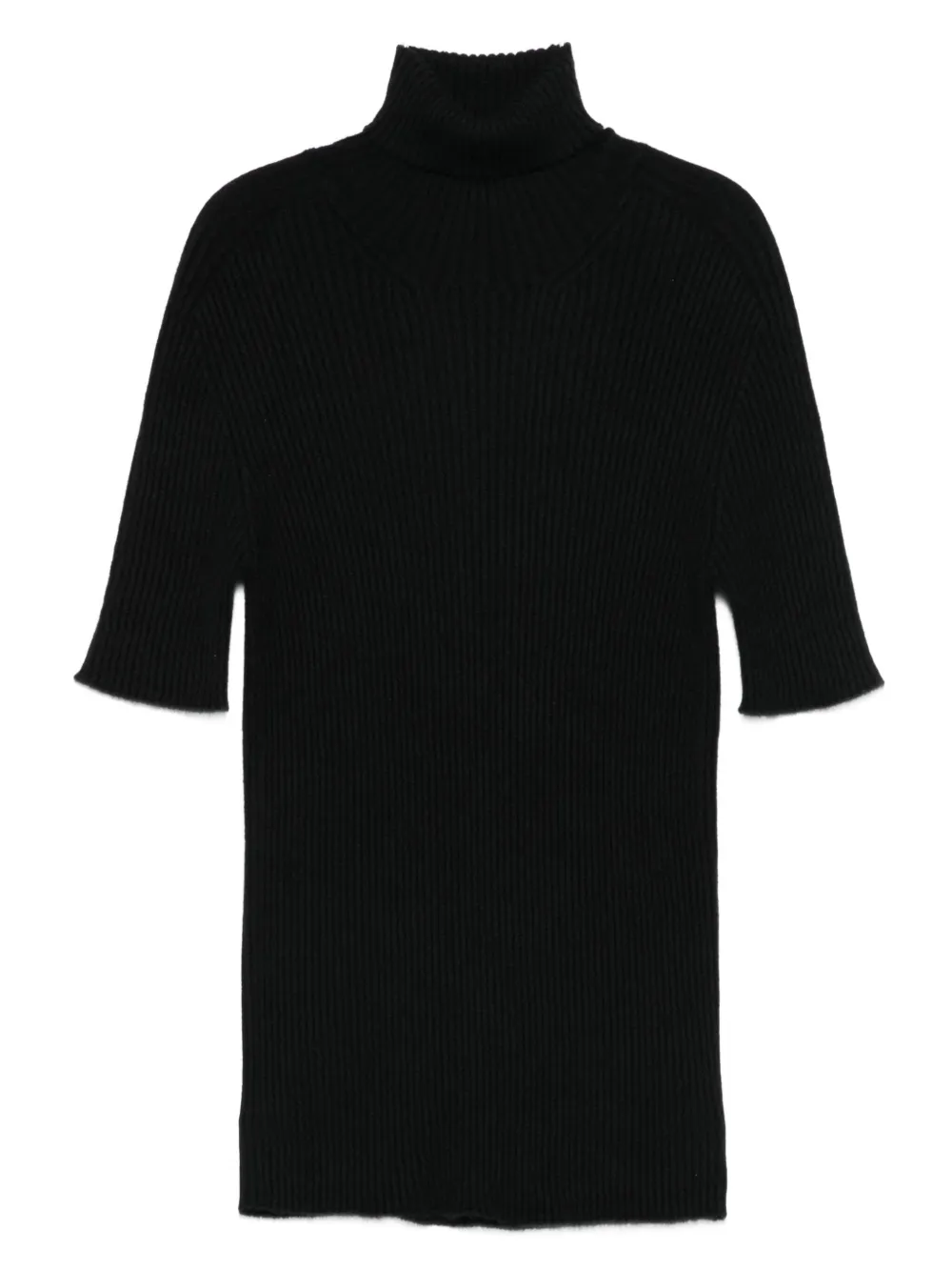 Giorgio Armani Ribbed Turtleneck Top In Black