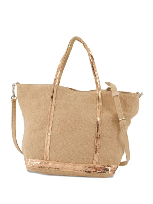 Vanessa Bruno Petit Sac Cabas En Lin à Sequins Tons Neutres