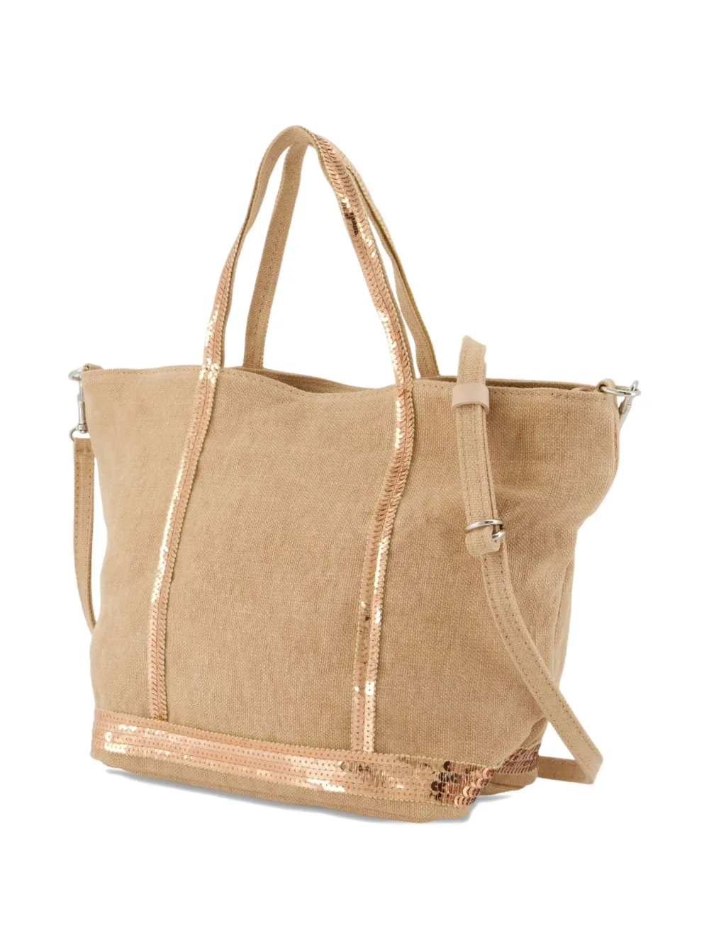 Vanessa Bruno Kleine linnen shopper met pailletten - Beige