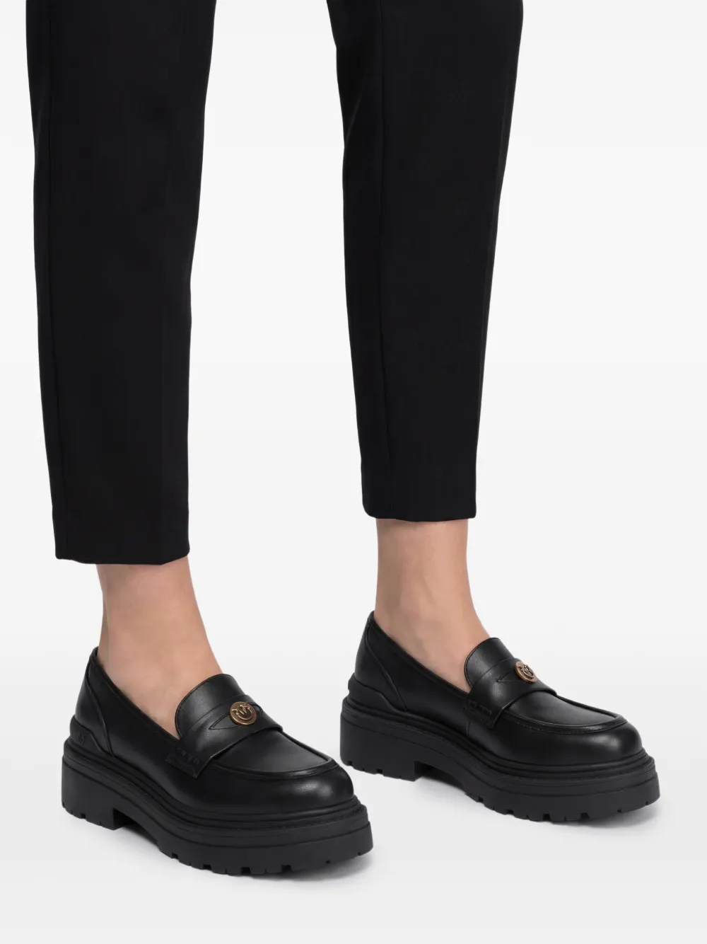 PINKO Loafers met logoplakkaat Zwart
