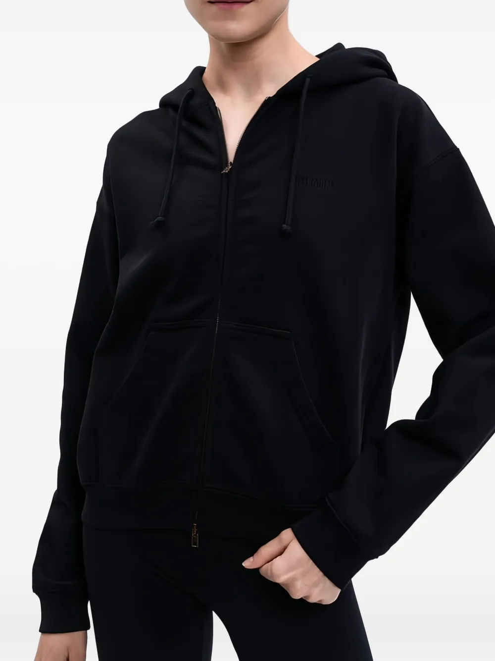 Vetements Logo Fitted Zip Up Hoodie Clothing In Black