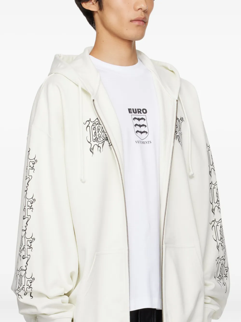VETEMENTS graphic-print zip-up hoodie - Wit