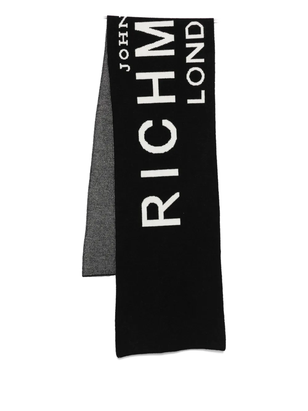 John Richmond Junior logo-intarsia scarf Zwart