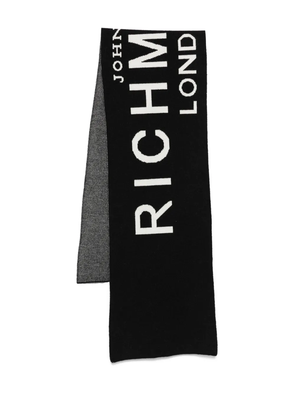 John Richmond Junior logo-intarsia scarf Zwart