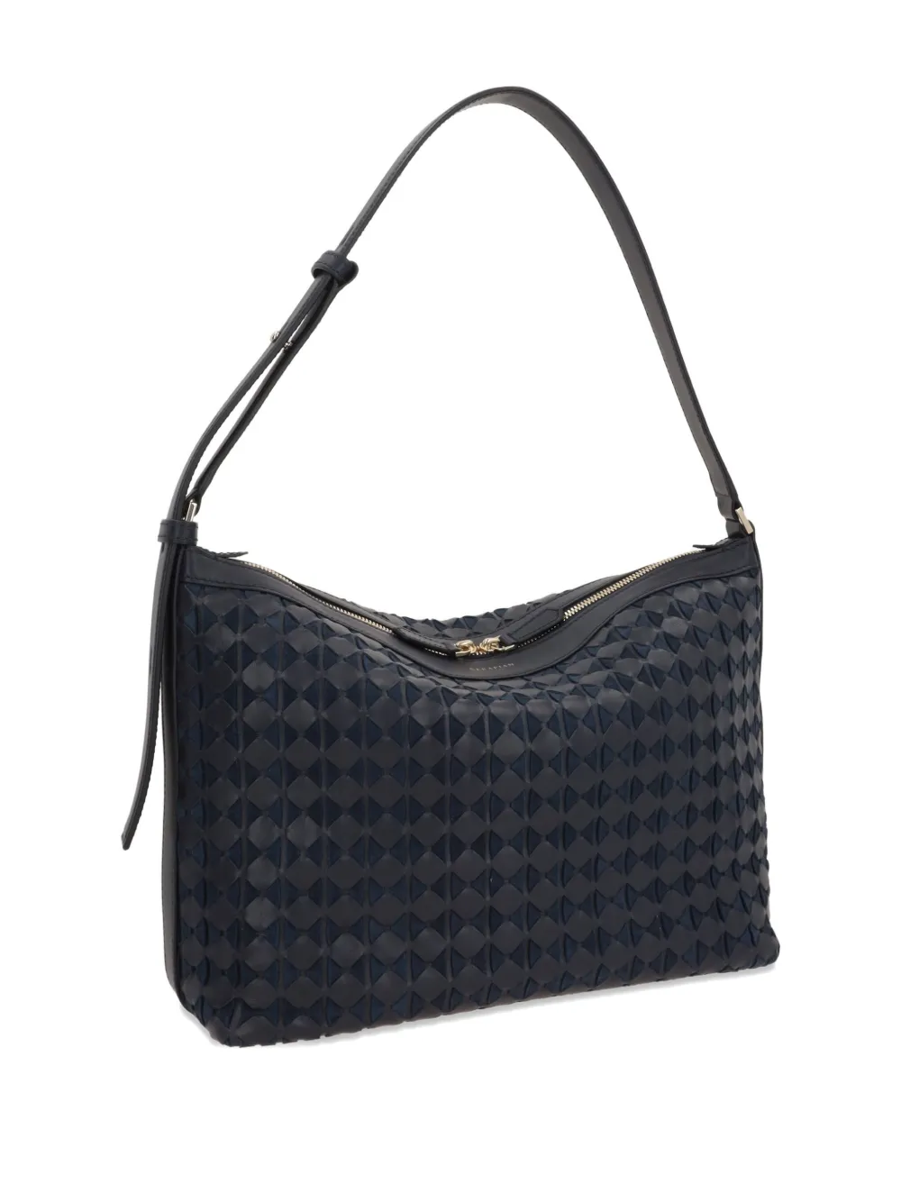 Serapian Triangle-pattern Leather Shoulder Bag In Blue