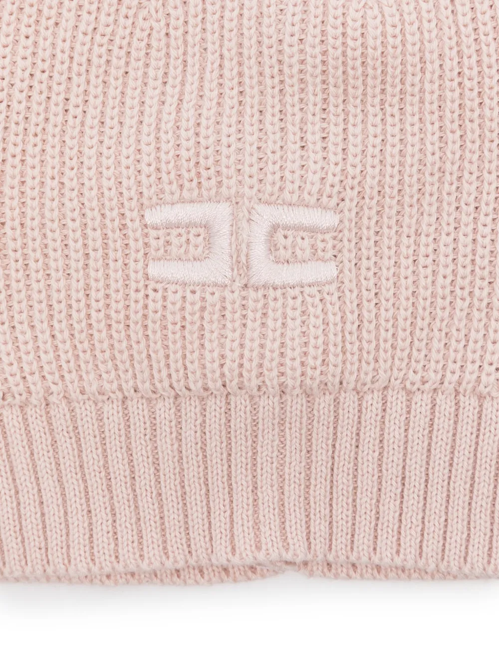 Elisabetta Franchi La Mia Bambina Ribgebreide muts met geborduurd logo Roze