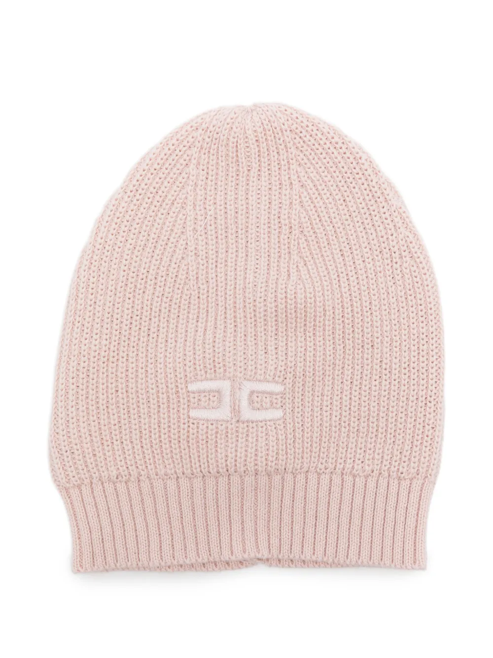 Elisabetta Franchi La Mia Bambina Ribgebreide muts met geborduurd logo Roze