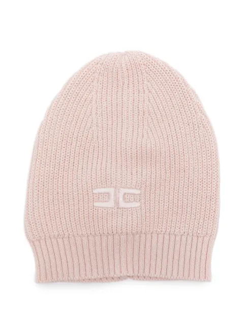 Elisabetta Franchi La Mia Bambina Gorro de tricô canelado com logo bordado