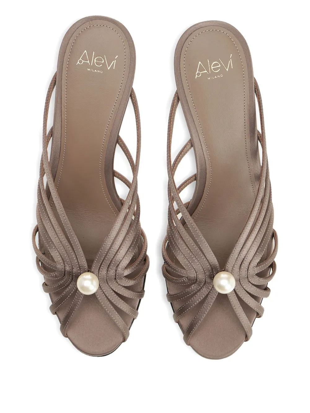 Alevì 75mm Louise pearl-detail heeled sandals Brown