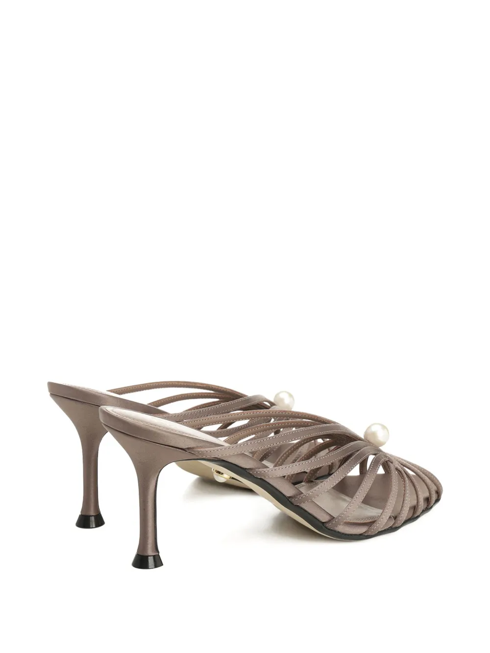 Alevì 75mm Louise pearl-detail heeled sandals Brown