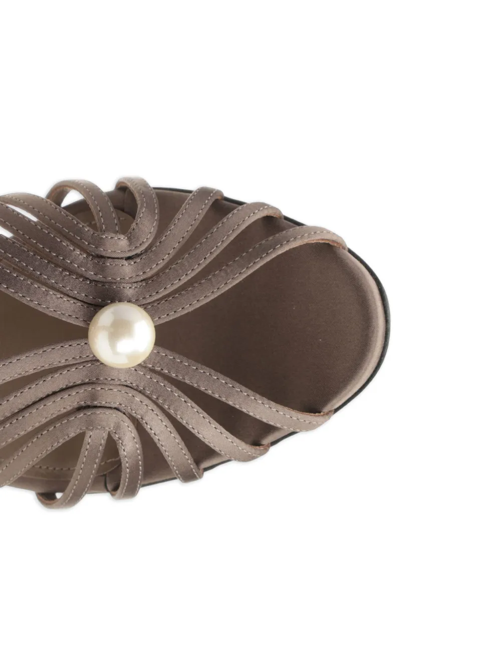 Alevì 75mm Louise pearl-detail heeled sandals Brown