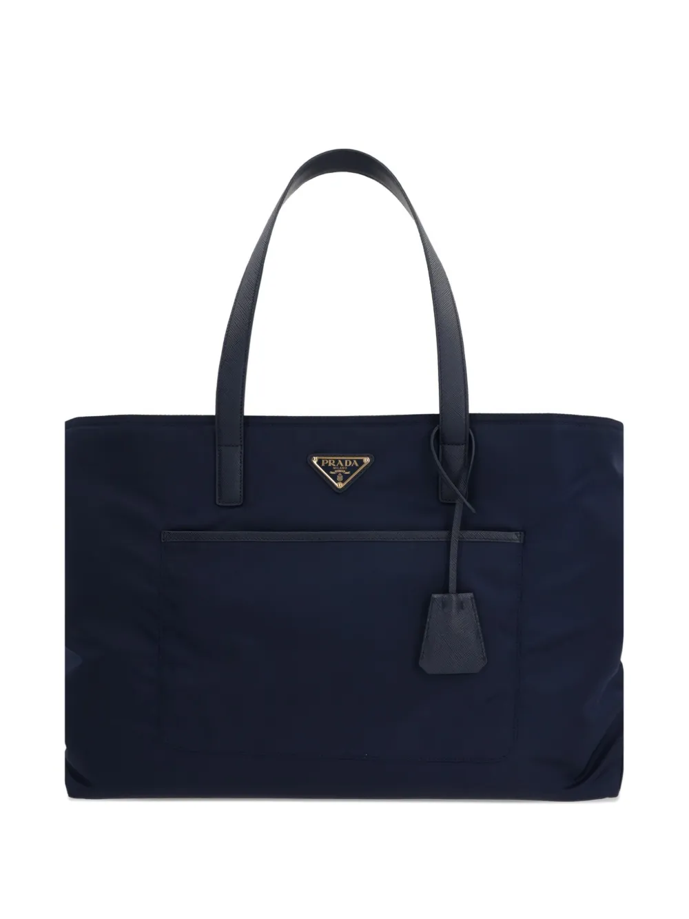 Prada slide-pocket leather-trim tote bag Blauw