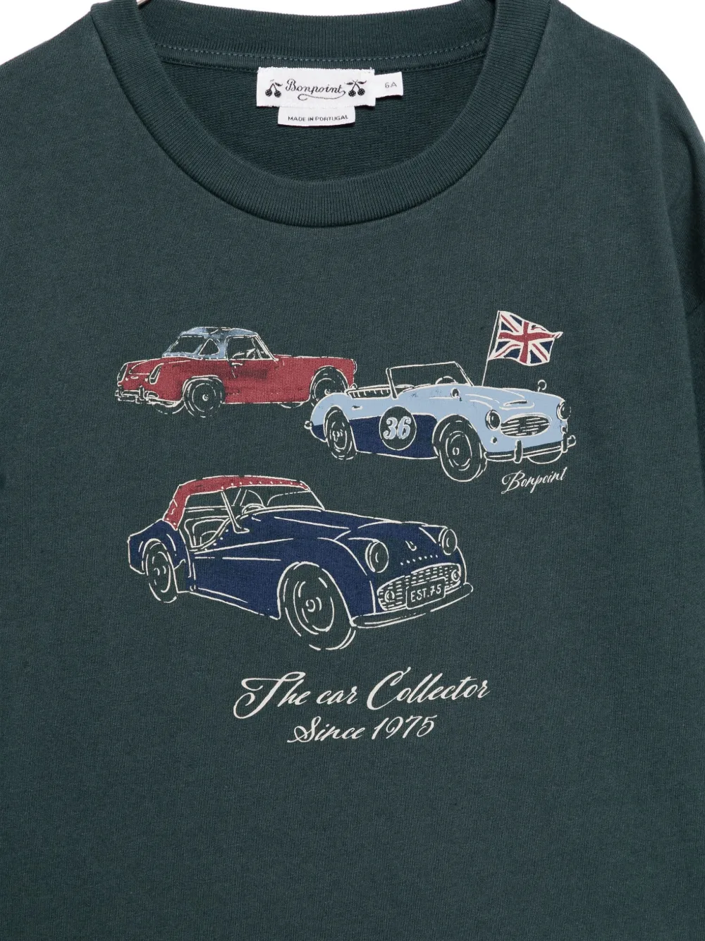 Bonpoint car-print cotton sweatshirt Groen