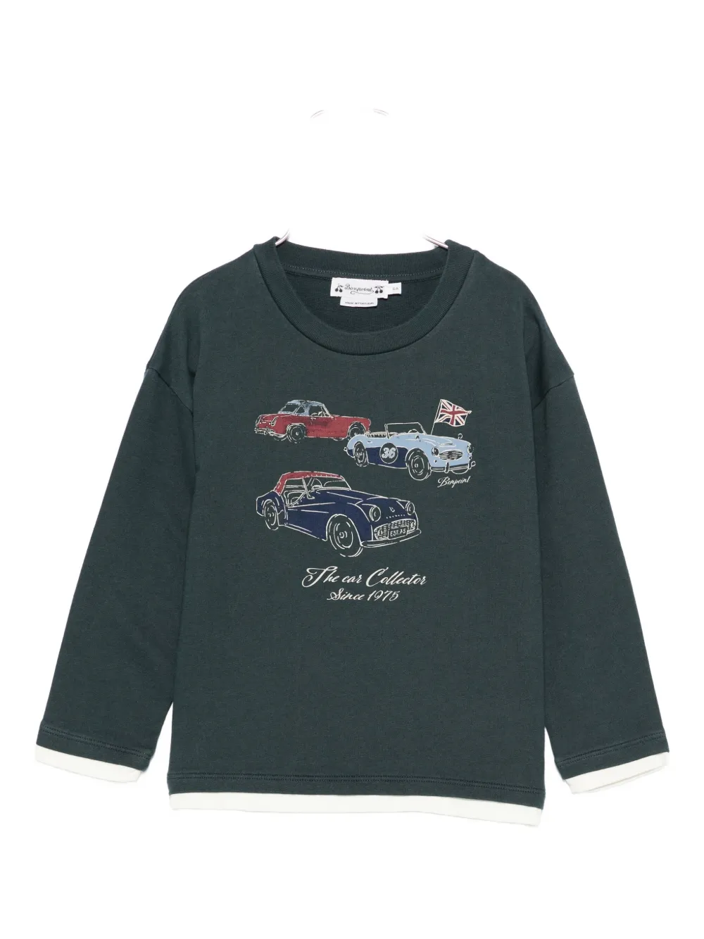 Bonpoint car-print cotton sweatshirt Groen