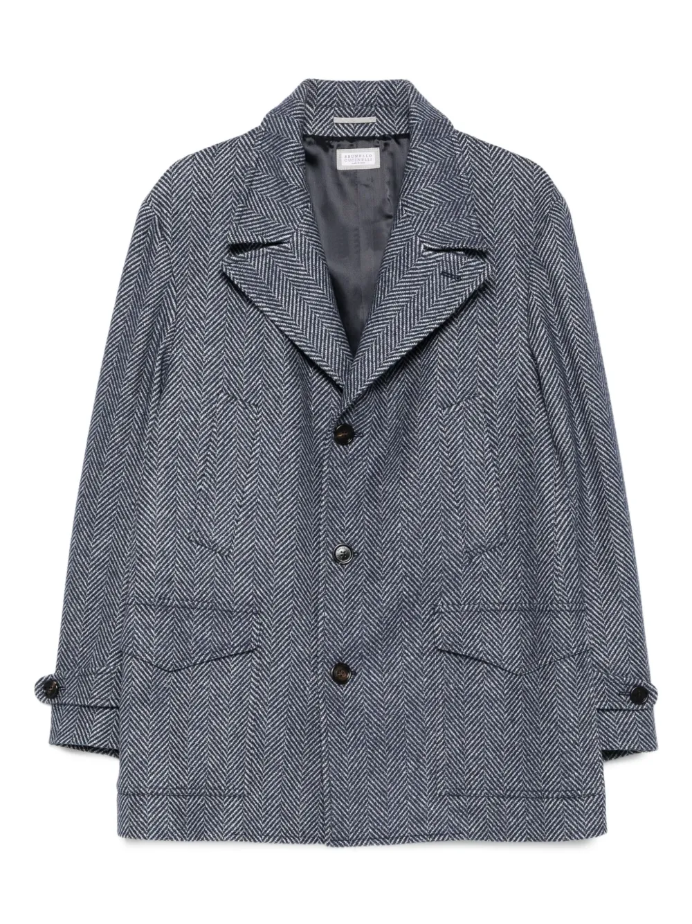Brunello Cucinelli Blazer met visgraatpatroonn Blauw