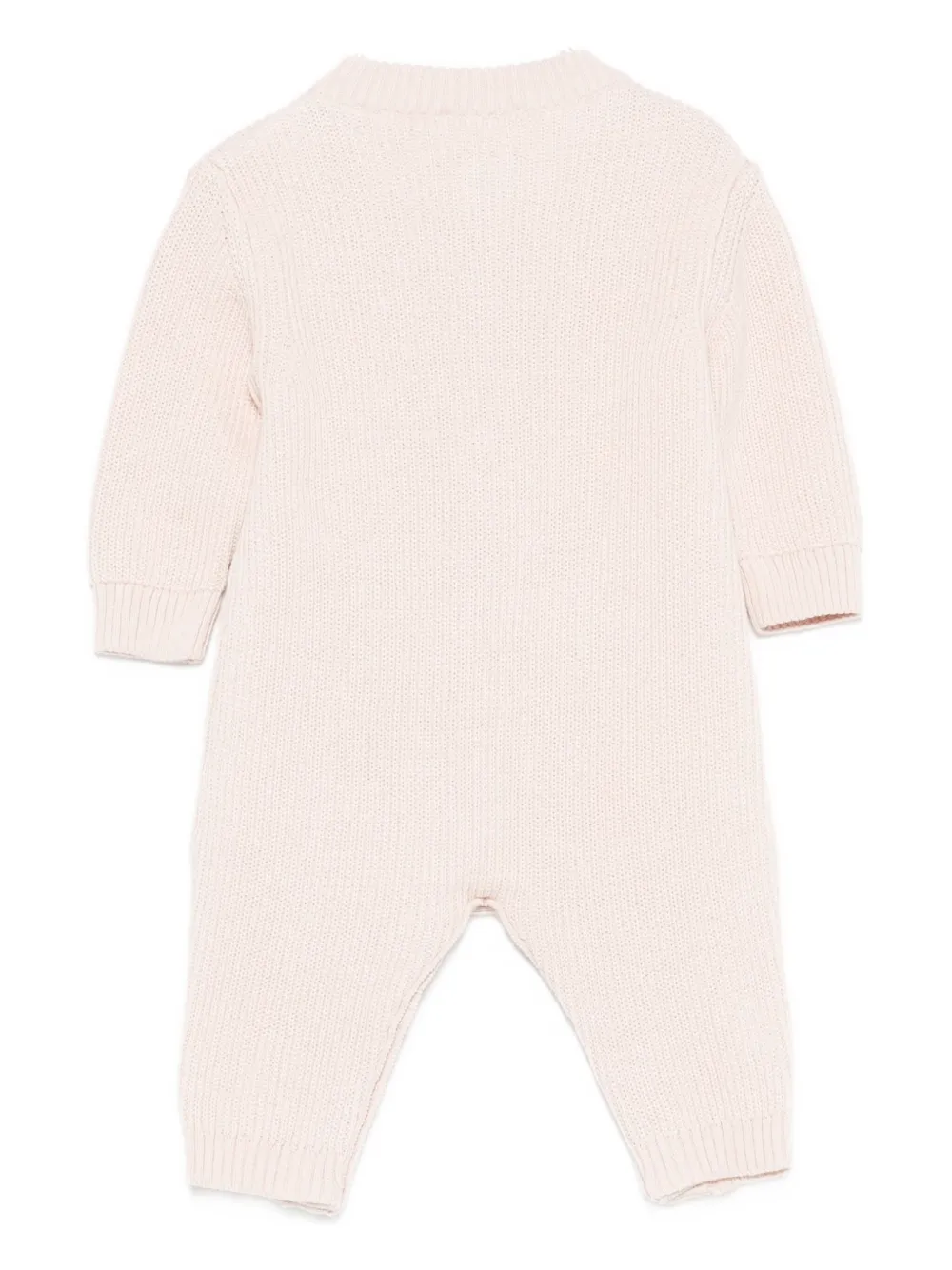 Elisabetta Franchi La Mia Bambina Ribbed Button-placket Romper In Pink