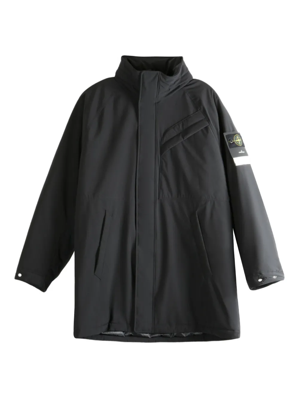 Stone Island high-neck patch-pocket coat | Black | Image 1