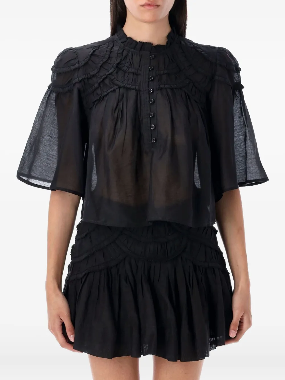 MARANT ÉTOILE Carmen ruffled-frill blouse - ブラック MARANT ÉTOILE Carmen ruffled-frill blouse - ブラック