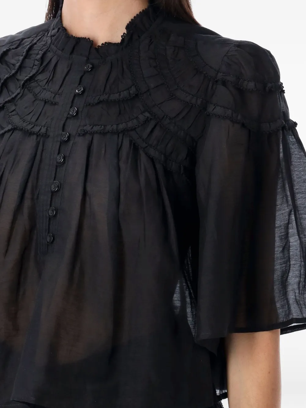  Marant étoile Carmen Ruffled-frill Blouse - Black 