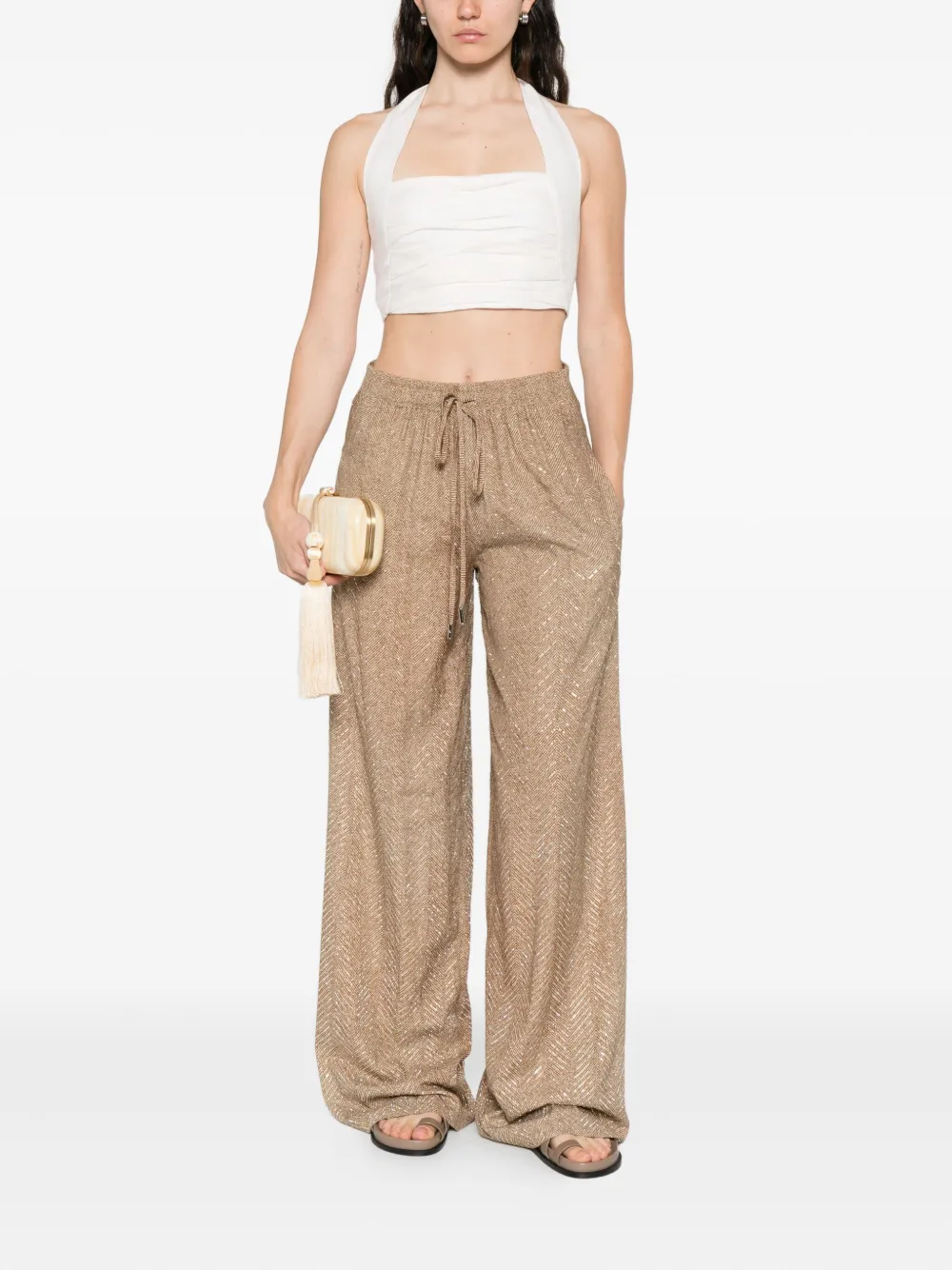 Ermanno Scervino High waist palazzo broek - Beige
