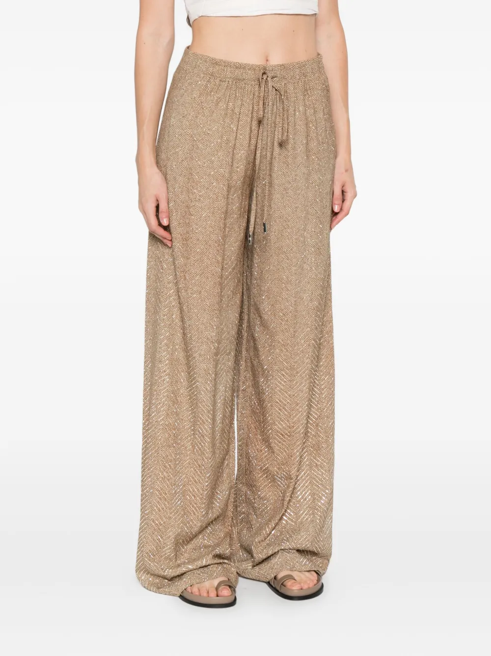 Ermanno Scervino ハイウエスト ワイドパンツ In Brown
